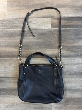 kate spade Black Pebbled Leather Shoulder Bag with Chain Strap